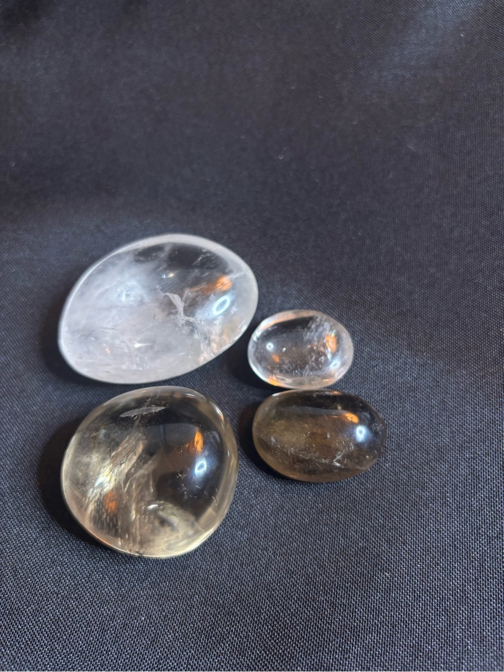 Clear and Smoky Polished Crystal Tumbled Stones - Set of 4